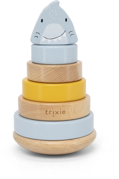 Trixie houten stapeltoren - mr. shark - houten stacking toy - educatief speelgoed - voor jongens meisjes - haai