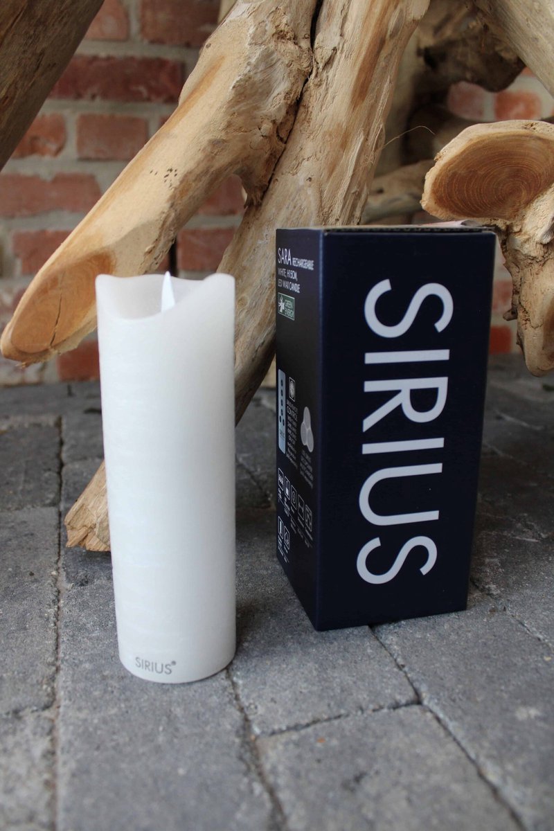 Sirius stearinlys sara genopladeligt hvid diam 5cm x h 15cm