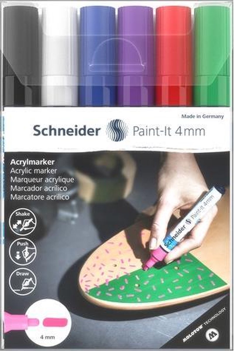 Schneider skriveredskaber schneider akryl tusch - paint-it 320 - 4mm - etui 6 stk - s-120295