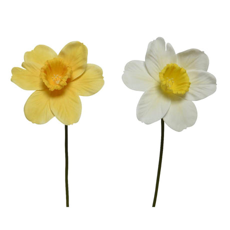 Decoris kunstig blomst påskelilje h39cm gul hvid 2 ass