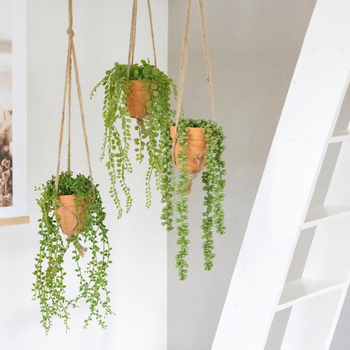Decoris kunstig hængeplante i potte h40cm 3 assorteret