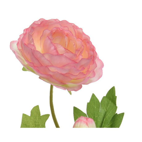 Decoris kunstig blomst ranunculus blomst med knopp polyester 8x10x57cm blød pink