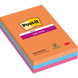 Post-it super sticky notes 101x152mm oranje blauw magenta