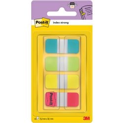 Post-it index strong, ft 15,8 x 38,1 mm, blister met 4 kleuren, 10 tabs per kleur
