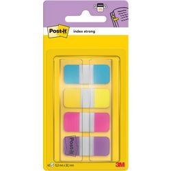 Post-it ® index strong, draagbare set, turkoois, geel, roze, paars, 15,8 x 38,1 mm, 10 tabs kleur, 4 kleuren dispenser