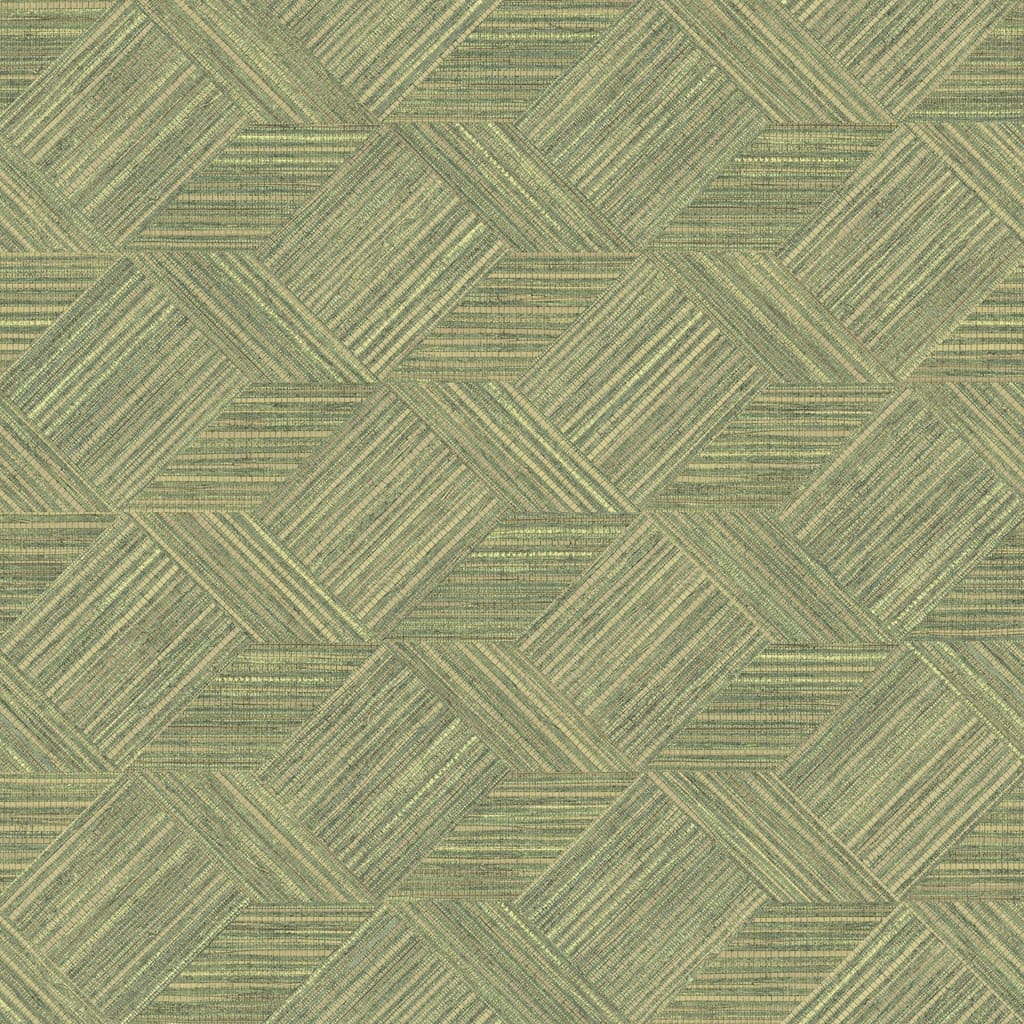 North Wall Wallpaper Evergreen Wicker Natural Green