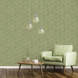 North Wall Wallpaper Evergreen Wicker Natural Green