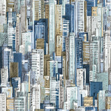North Wall Wallpaper Friends Coffee Cities and Skyline Blue