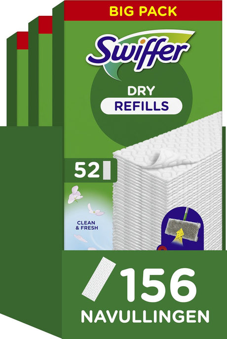 Swiffer gulvvaskeservietter - gulvrens tørservietter - 3 x 52 = 156 refills