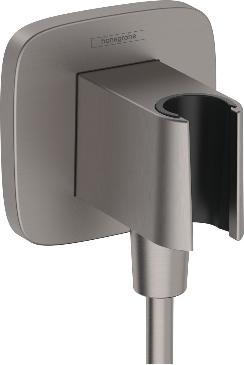 Hansgrohe fixfit - vægtilslutningsbøjning med håndbruserholder, børstet sort krom 26887340