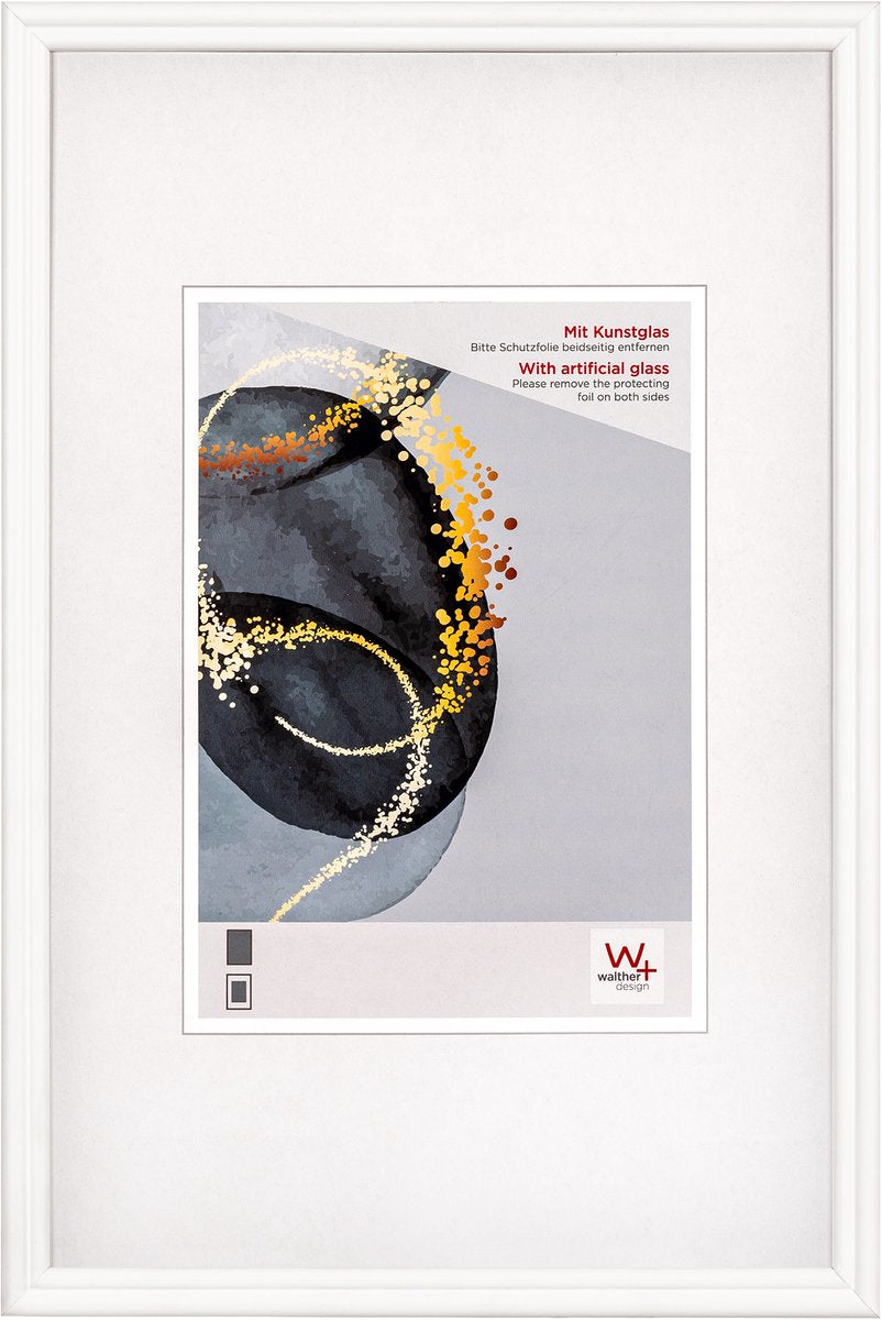 Walther select - træramme - fotostørrelse 20x30 cm - kunstglas - hvid