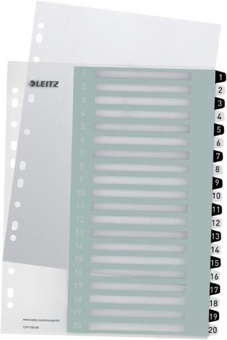 Leitz wow tab 1-20 faner genanvendelige a4 format sort og hvid