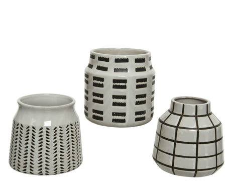 Decoris vase porcelæn hvid sort