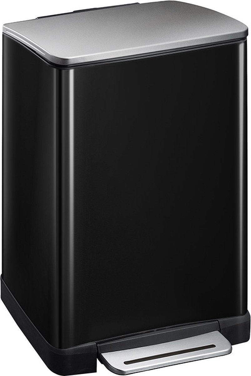Eko - e-cube pedalspand 40 liter - rustfrit stål plastik - blank sort, mat rustfrit stål - affaldsspand