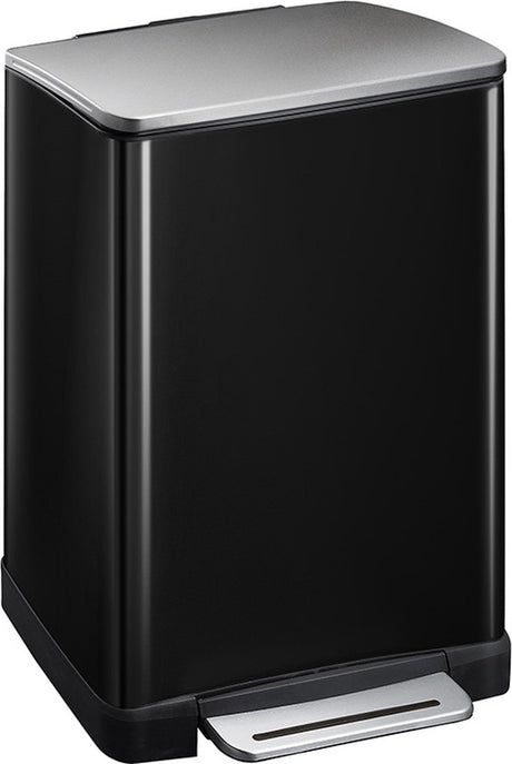 Eko - e-cube pedalspand 40 liter - rustfrit stål plastik - blank sort, mat rustfrit stål - affaldsspand