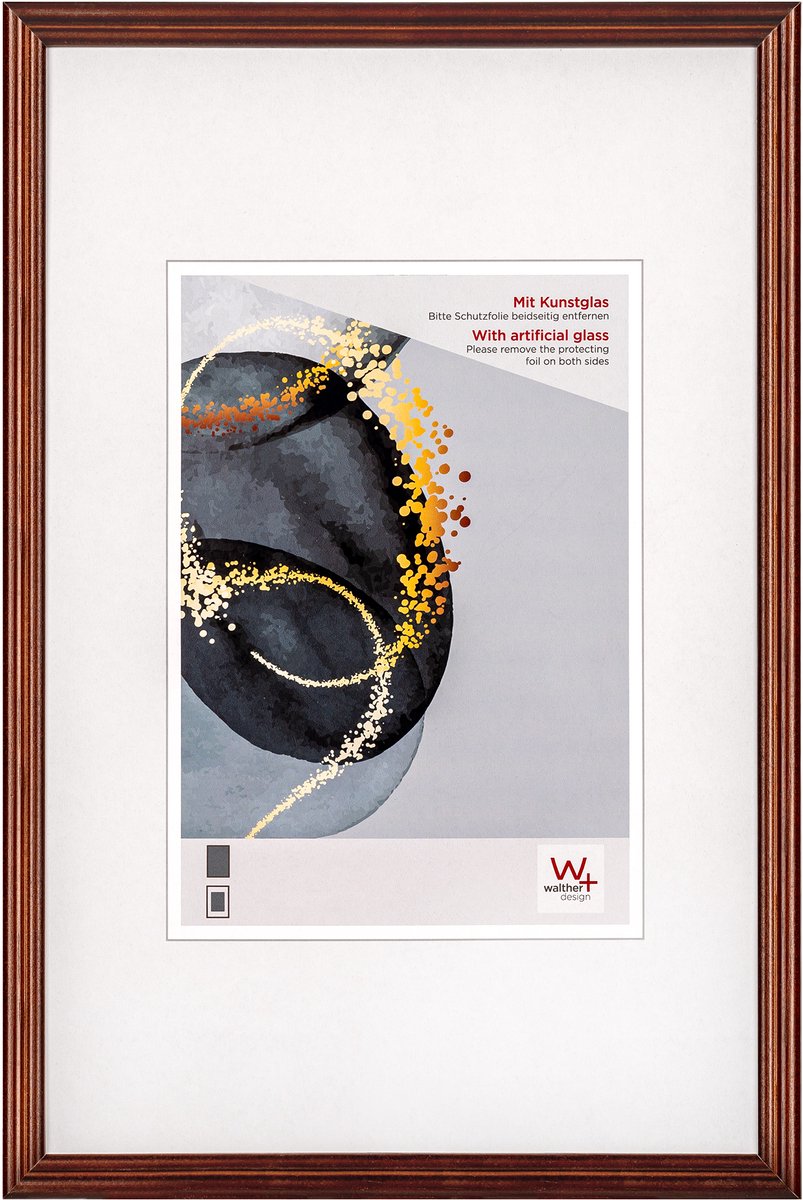 Walther select - træramme - fotostørrelse 20x30 cm - kunstglas - brun
