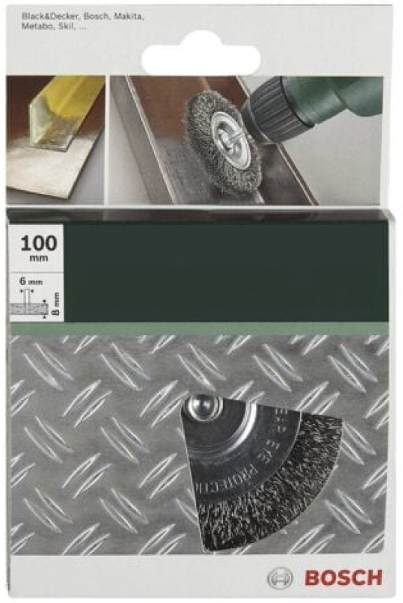 Bosch - skivebørster til bor - bølgetråd, 100 mm 100 mm, 0,3 mm, 4500 rpm