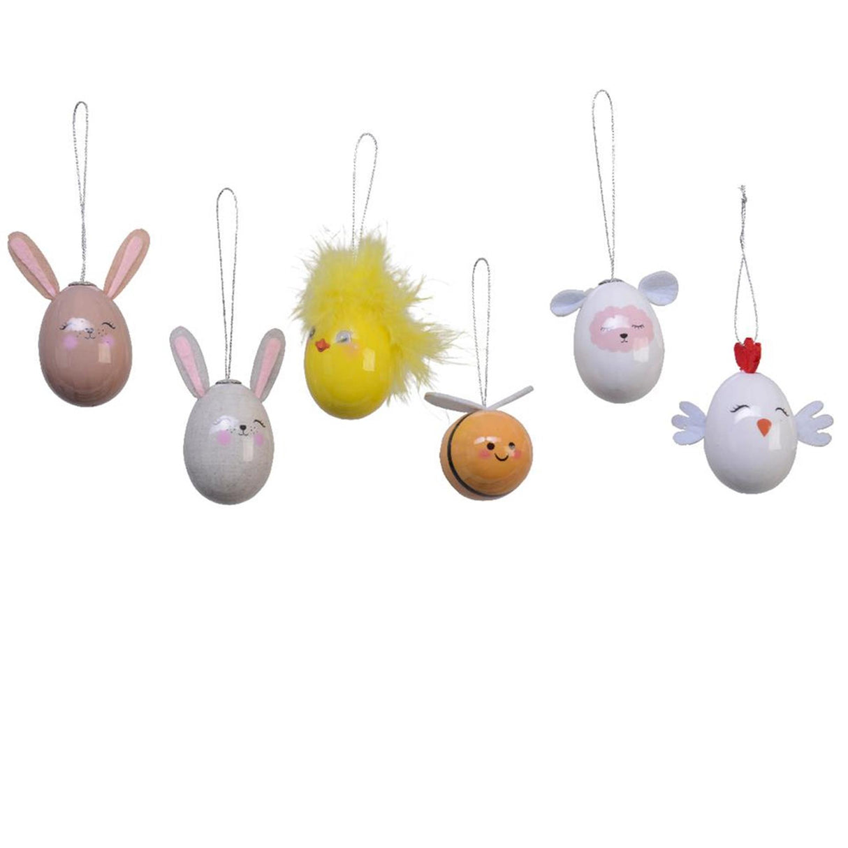 Decoris påskeæg dyr h6cm 6 assorteret