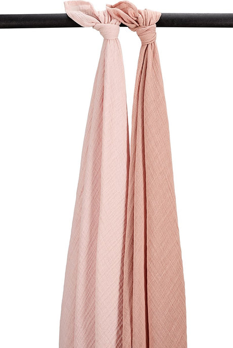 Meyco baby uni svøb - 2-pak - forvasket hydrofil - blød rose rose - 120x120 cm