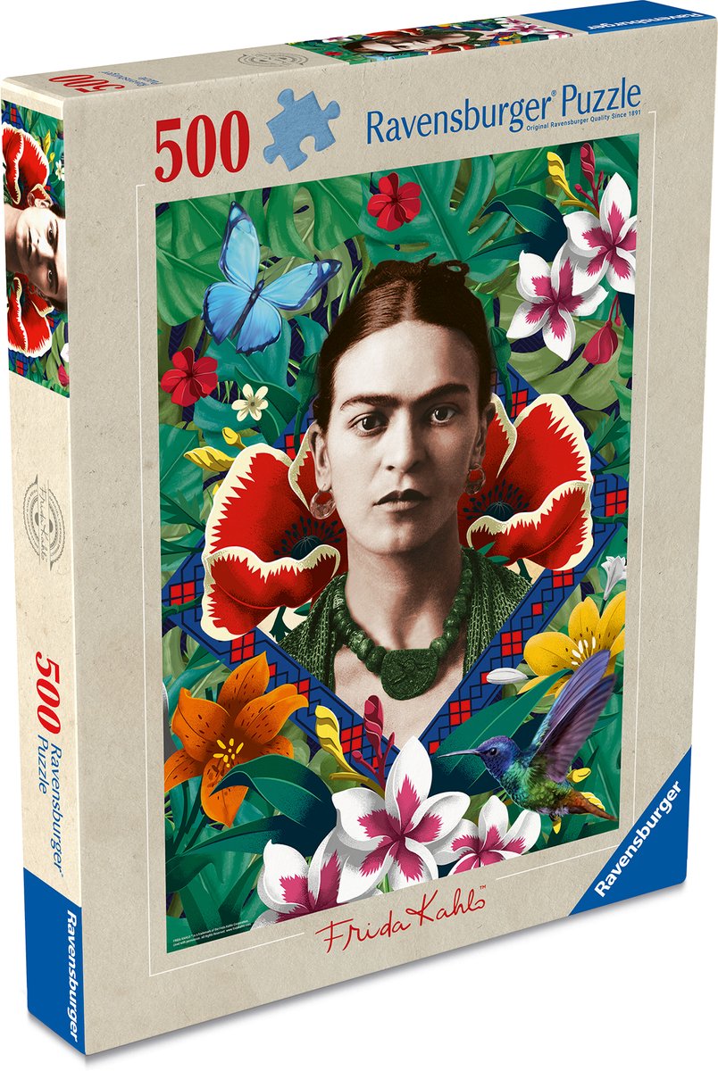 Ravensburger – frida kahlo, blomstrende fantasy – puslespil – 500 brikker