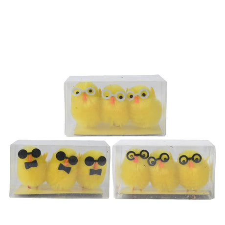 Decoris chick chenille med glas h4cm 3-delt