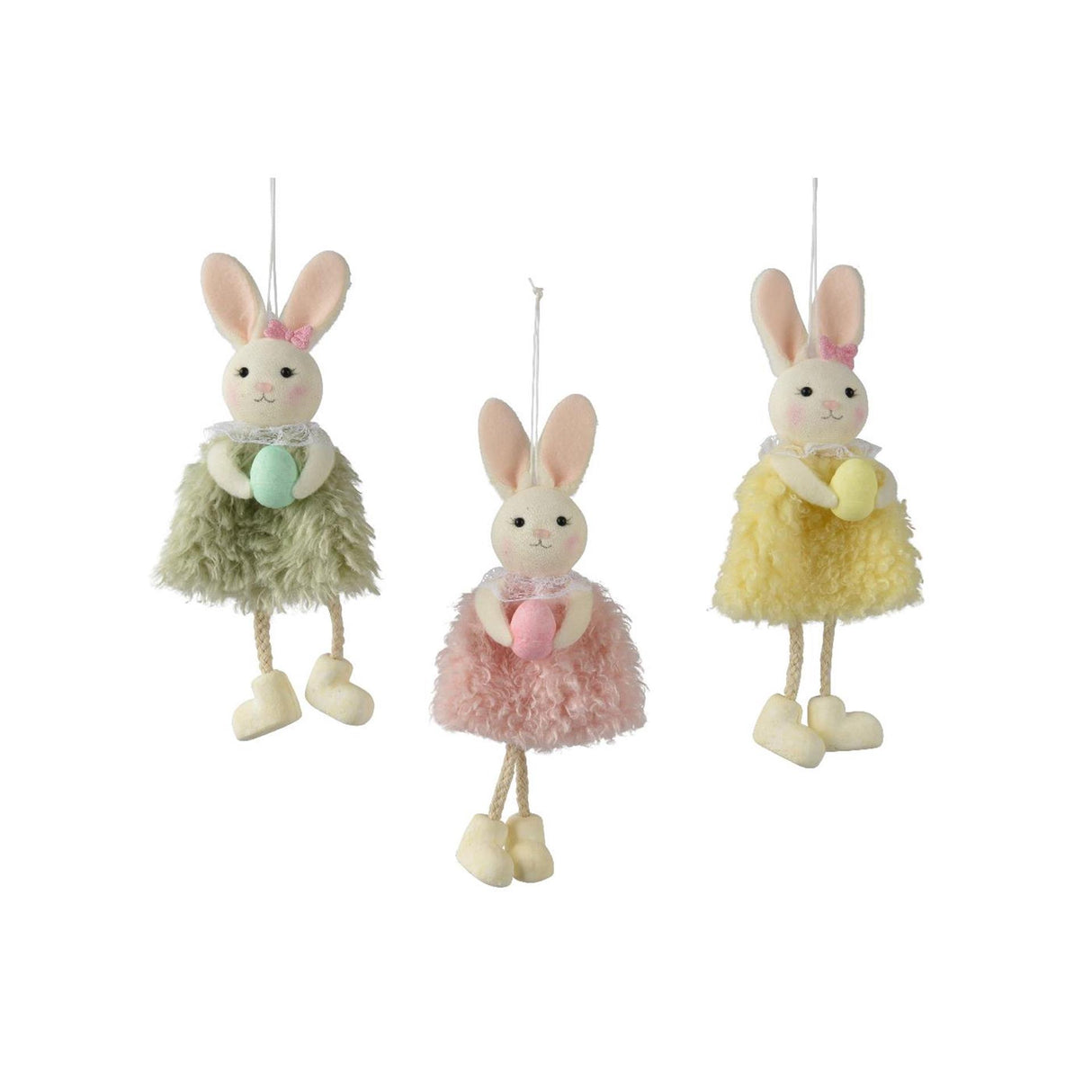 Decoris hængende dekoration kanin polyester 9x3x19cm