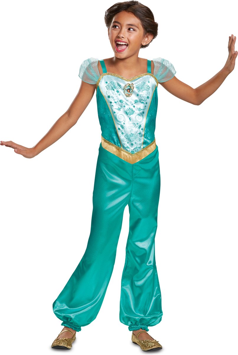 Forklædning disney prinsesse - aladdin, jasmin kjole klassisk, størrelse s (5 - 6 år), piger