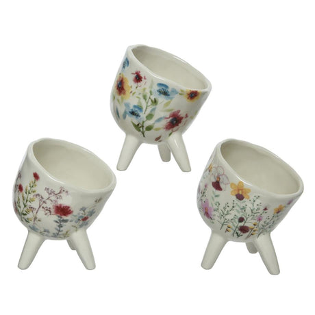 Decoris urtepotte dolomit h11,4cm med blomstermotiv