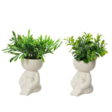 Decoris kunstig plante i kropsform potte plast keramik dia.5x16cm 2 assorteret