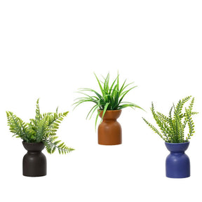 Decoris kunstplante grøn i potte plast lertøj dia8x23cm 3 assorteret