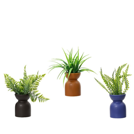 Decoris kunstplante grøn h23cm 3 assorteret