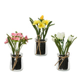 Decoris kunstig plante i glaspotte h16cm