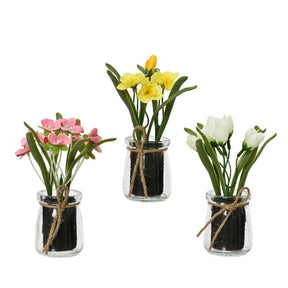Decoris kunstig plante i glaspotte h16cm