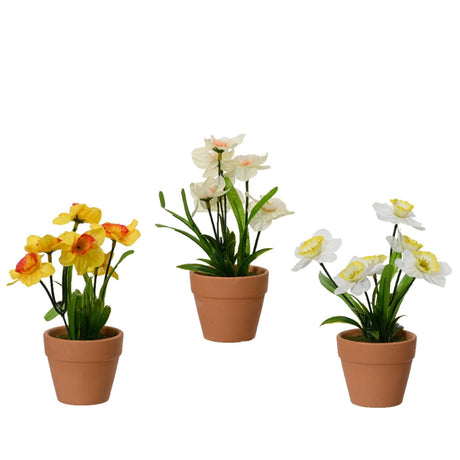 Decoris kunstig plante påskelilje i potte ø7,5xh18cm