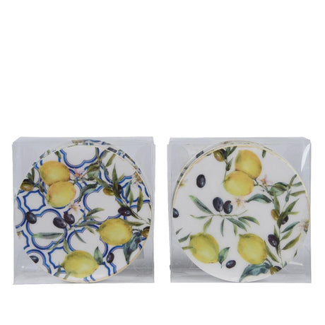 Decoris coaster citron mdf dia10cm 4-delt
