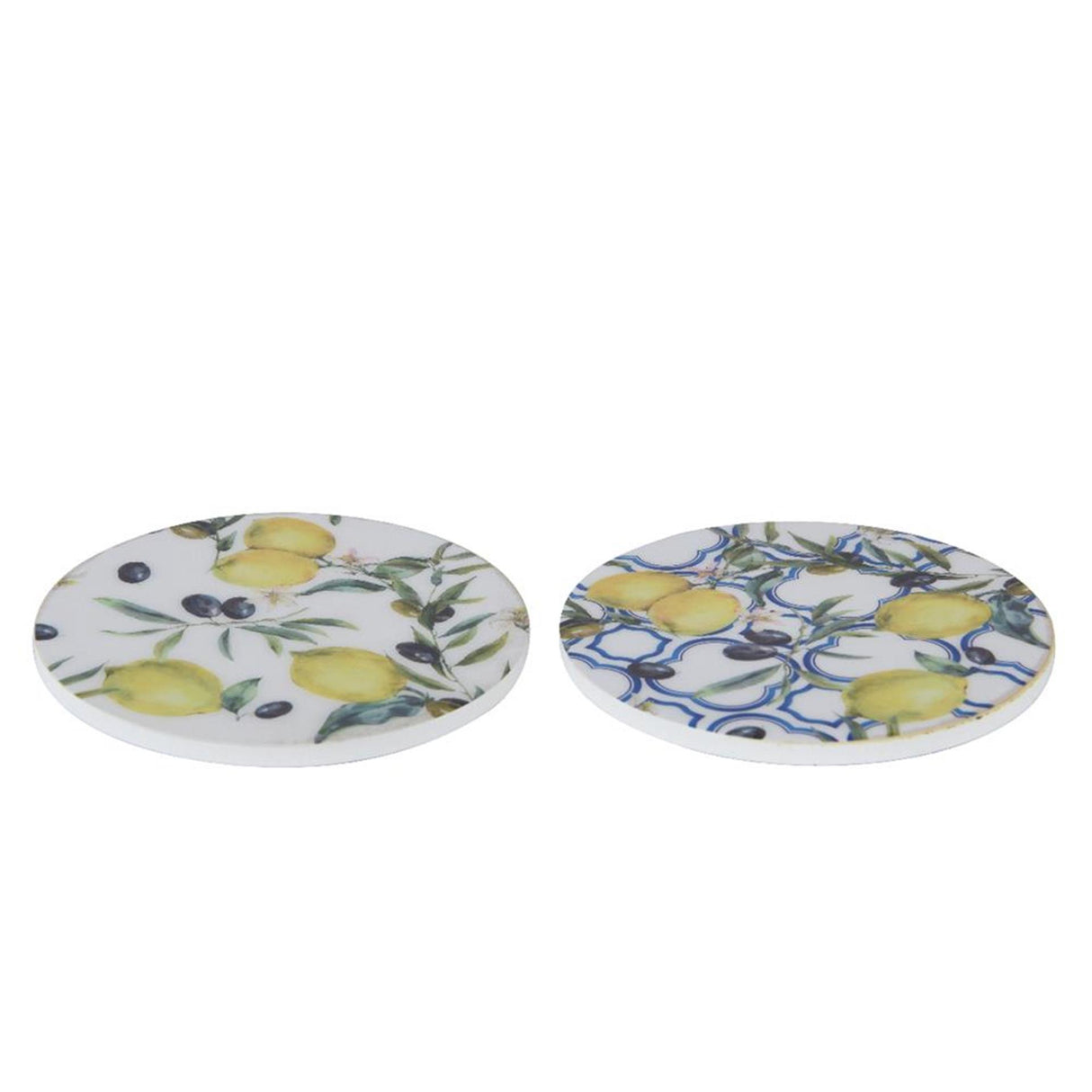 Decoris coaster citron 4-delt mdf diameter 10cm 2 assorteret