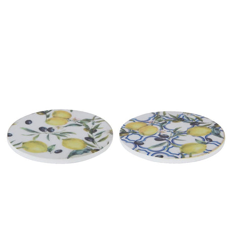 Decoris coaster citron mdf dia10cm 4-delt