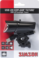 Forlygte fremtidig USB LED genopladelig sort