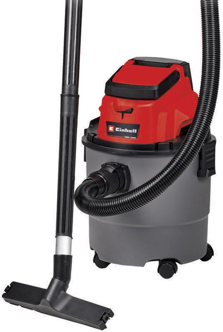 Einhell batteri vådtørstøvsuger tc-vc 18 15 li solo - power x-change - 18 v li-ion - 15 l - 80 mbar - slangelængde - diameter: 1,5 m 36 mm - 72 db - blæsefunktion - inkl. 10-delt tilbehørssæt - ekskl. batteri og oplader