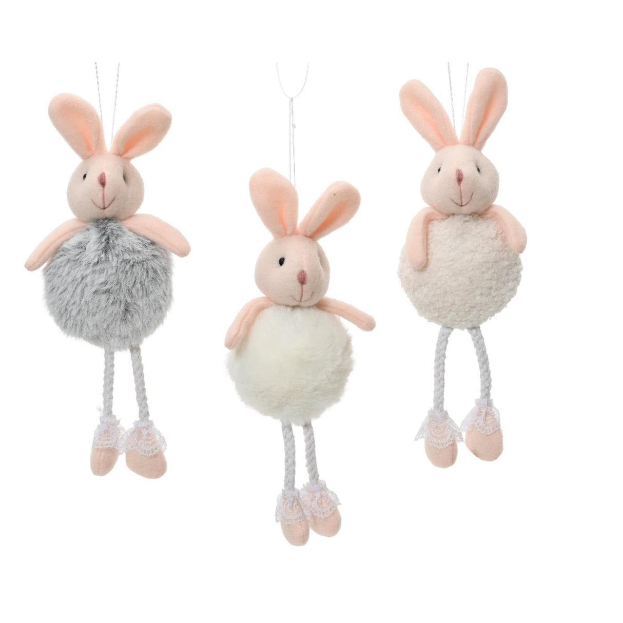Decoris påskevedhæng kanin polyester 24cm hvid