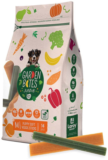 Havebid duvoplus - bløde veggie sticks hundesnacks - hundegodbidder - vegetarisk glutenfri - hvalp medium 14 stk.