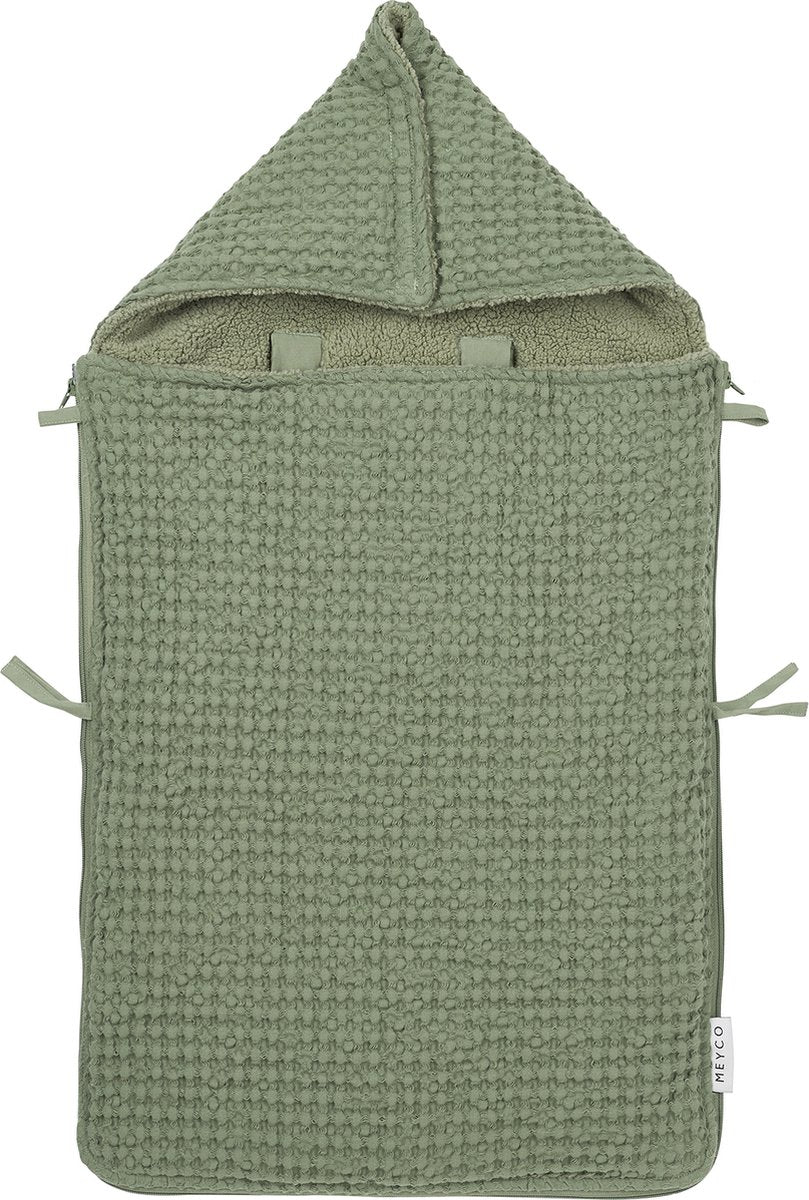 Meyco baby vaffel bamse fodpose - olivengrøn - 40x82cm