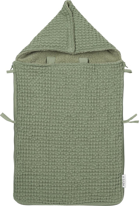 Meyco baby vaffel bamse fodpose - olivengrøn - 40x82cm