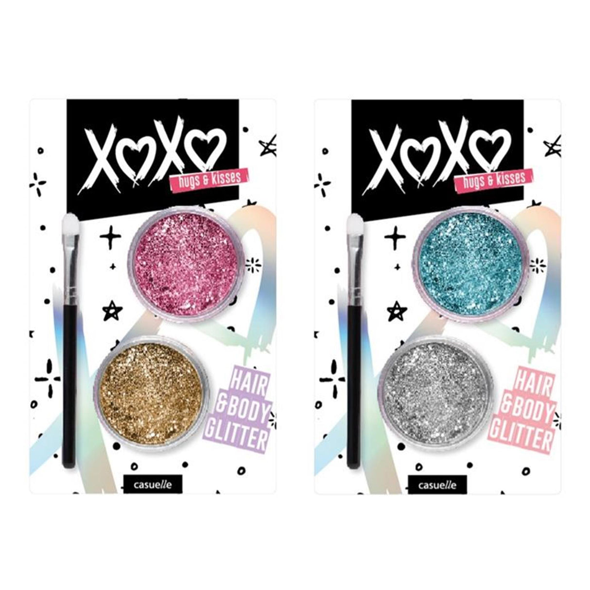 Casuelle xoxo hårglittersæt