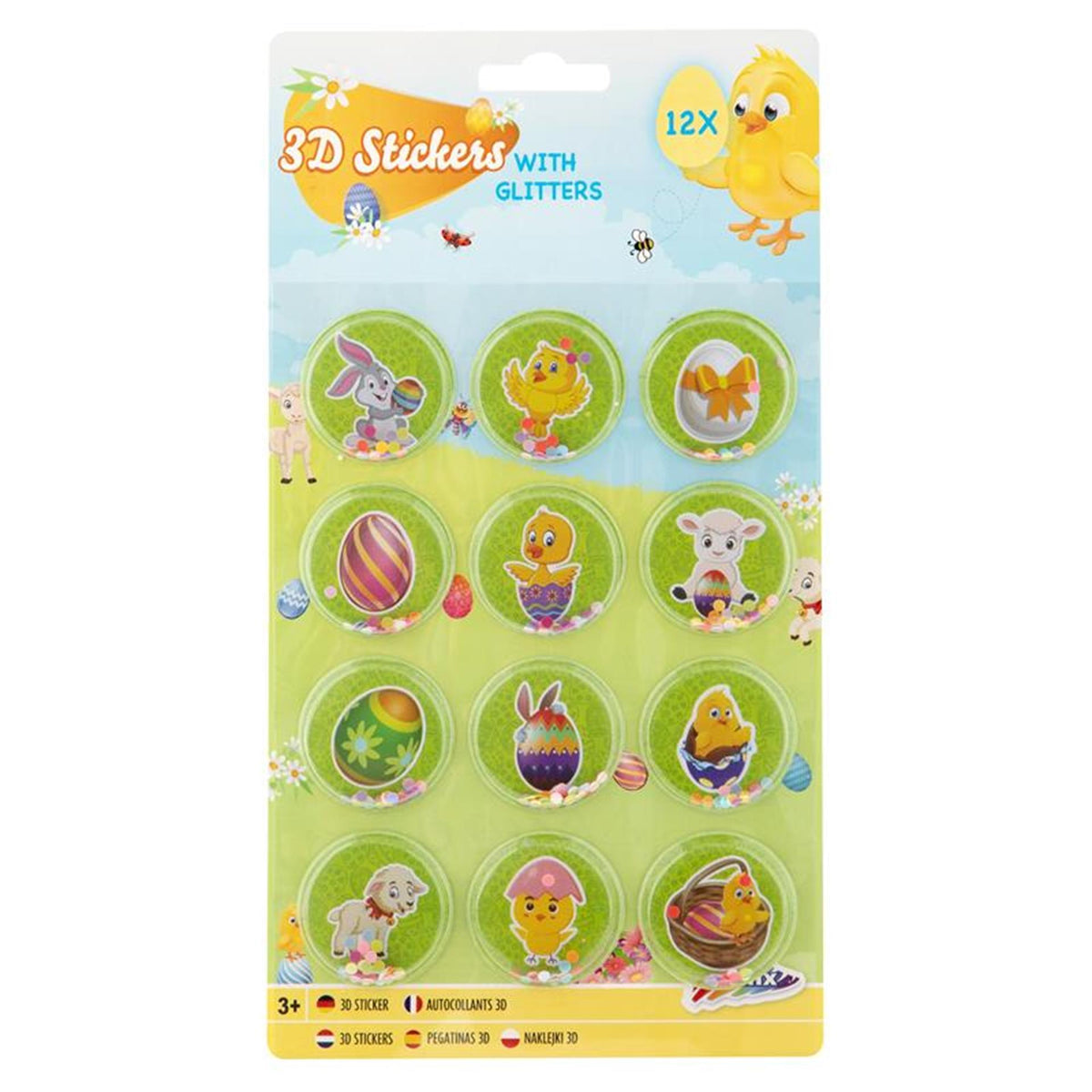 Grafix Easter 12 3D-klistermærker med glitter