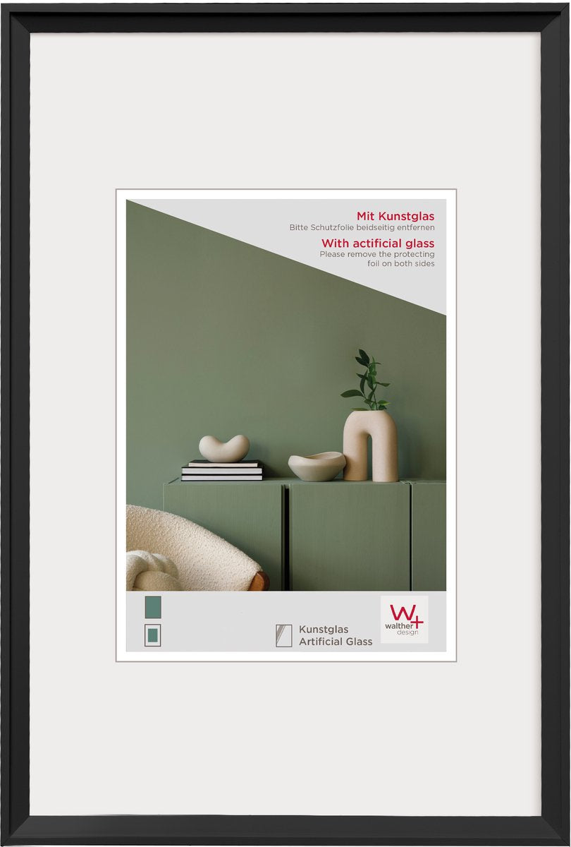 Walther desire - plastramme - fotostørrelse 40x50 cm - kunstglas - sort