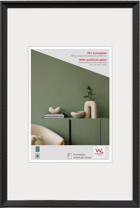 Walther desire - plastramme - fotostørrelse 40x60 cm - kunstglas - sort