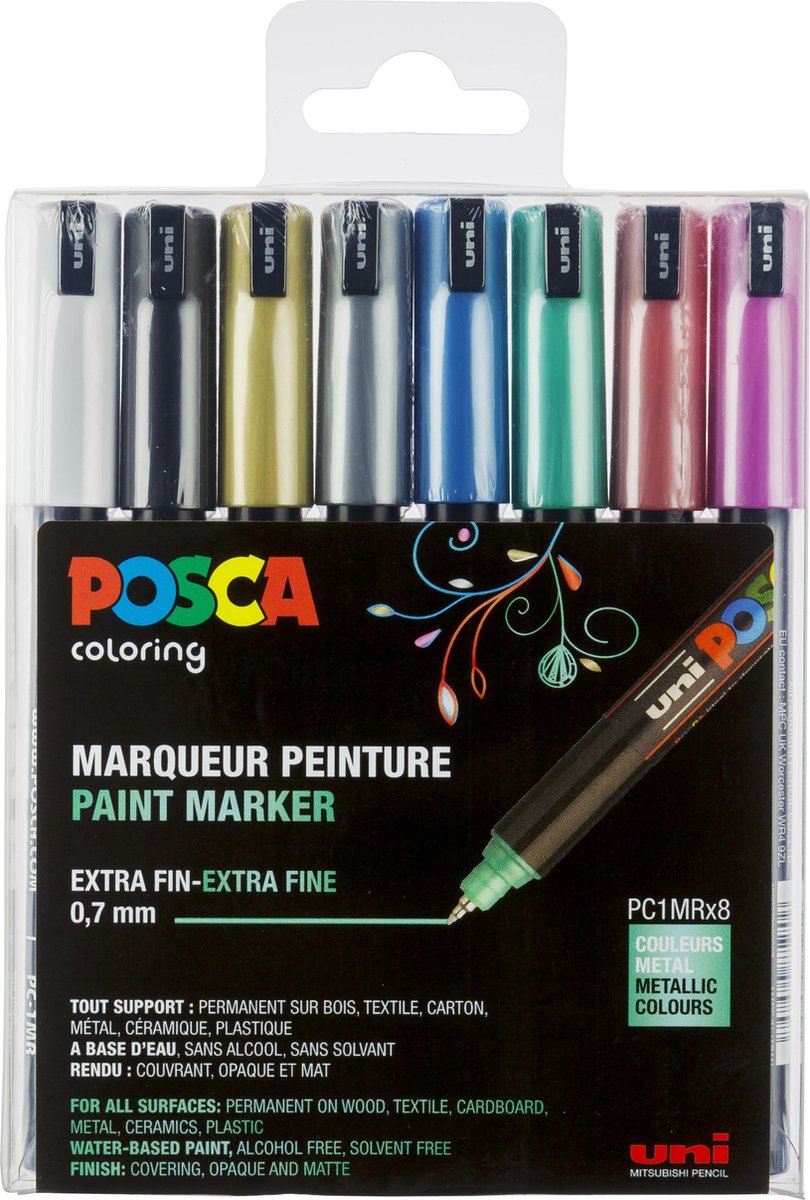 Posca uni markører metallic farver pc1mr 0,7 mm linje