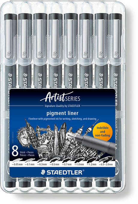 Staedtler - kunstnerserie - pigment liner - æske 8 stk