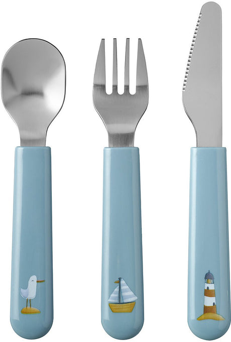 Mepal mio børnebestik little dutch - 3-delt. gaffel. kniv og ske - rustfrit stål - børneservice - sailors bay